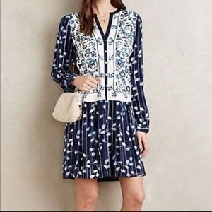Anthropologie Embroidered Mini Dress